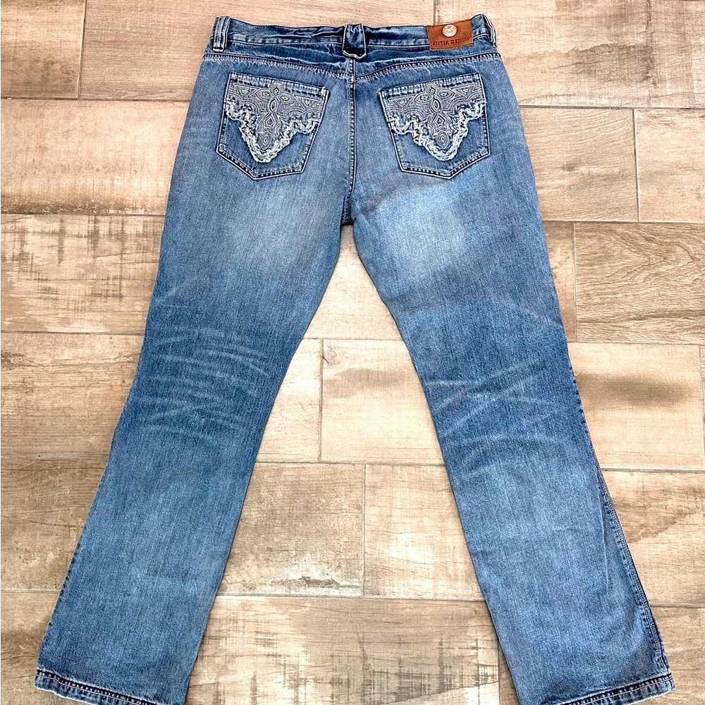 Antik Denim Jeans Men’s 38x34 Stone Wash ButtonFly Embroidery Y2K Vintage